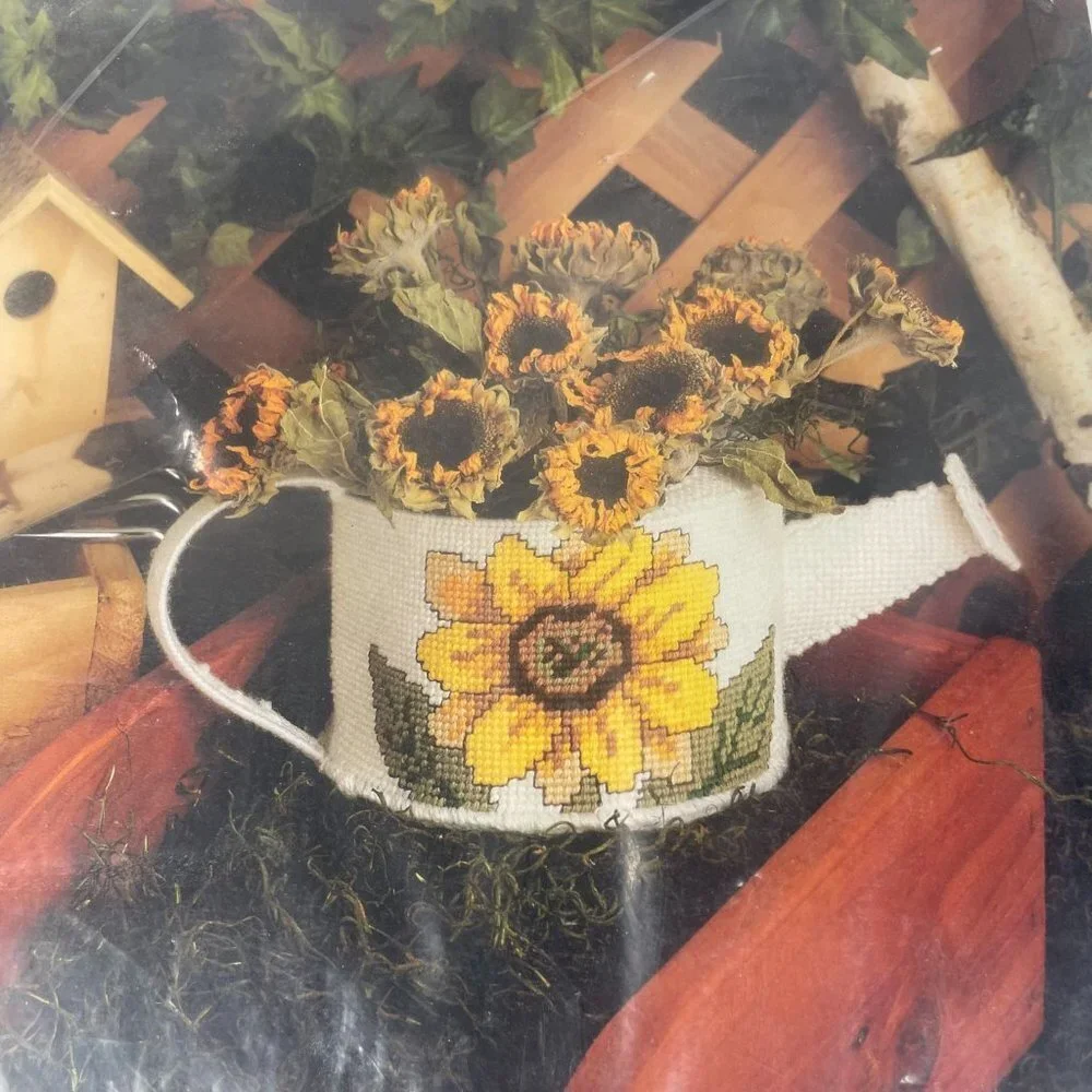 Golden Bee Plastic Canvas Sunflower Watering Can Embroidery Kit